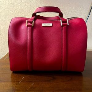 Kate Spade Red Leather Bowling Bag